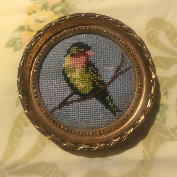 Needlepoint Bird Wall Art framed - Picture 2 of 4
